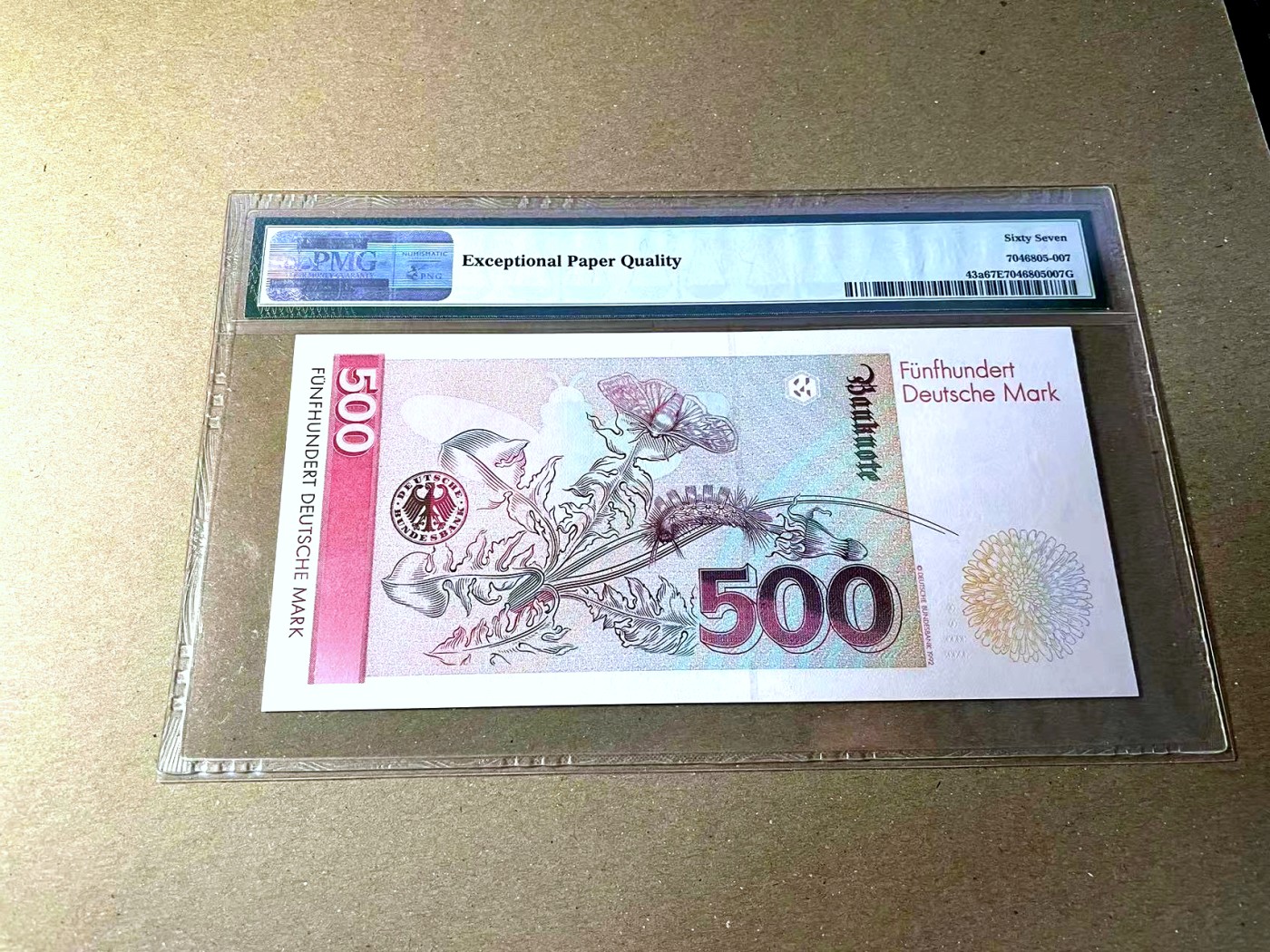 【Blue Auction】✨世界纸币精拍第436期【精】 【AA冠无47】德国 1991年500马克 梅里安 PMG67EPQ 高分 