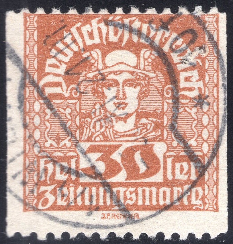 洪涛臻品批发群 精选邮票限时拍卖第五百四十二期   奥地利1920年 竖向漏齿新闻纸邮票 百年老票全戳好品！