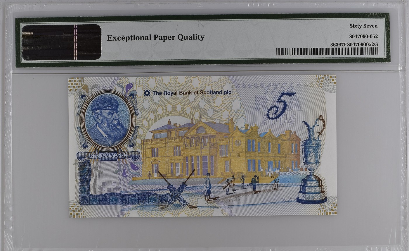 收藏联盟Quantum Auction 第326期拍卖  苏格兰皇家银行2004年5镑高尔夫俱乐部250周年纪念 PMG67 