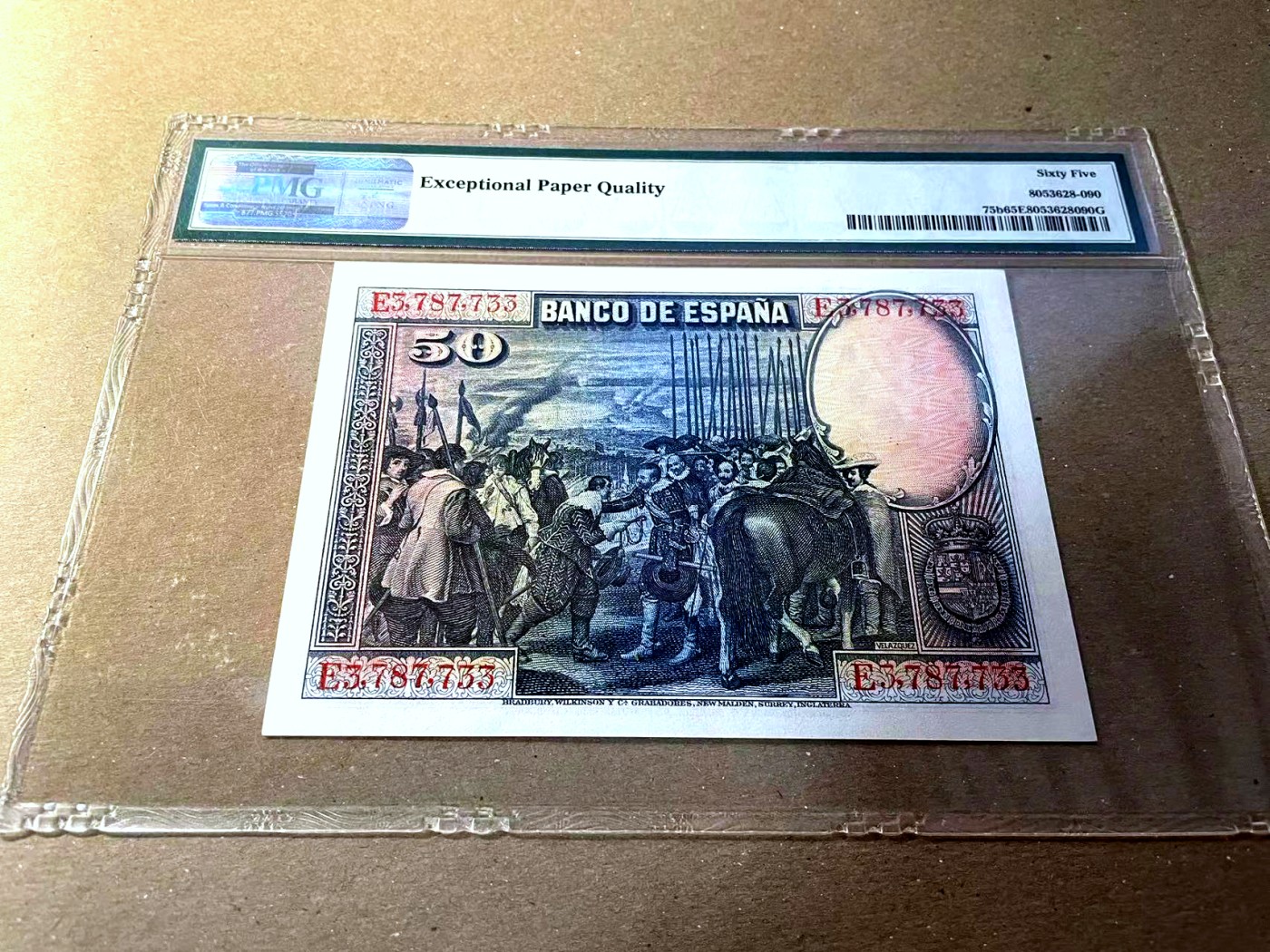 【Blue Auction】✨世界纸币精拍第436期【精】 西班牙 1928年50比塞塔 PMG65EPQ