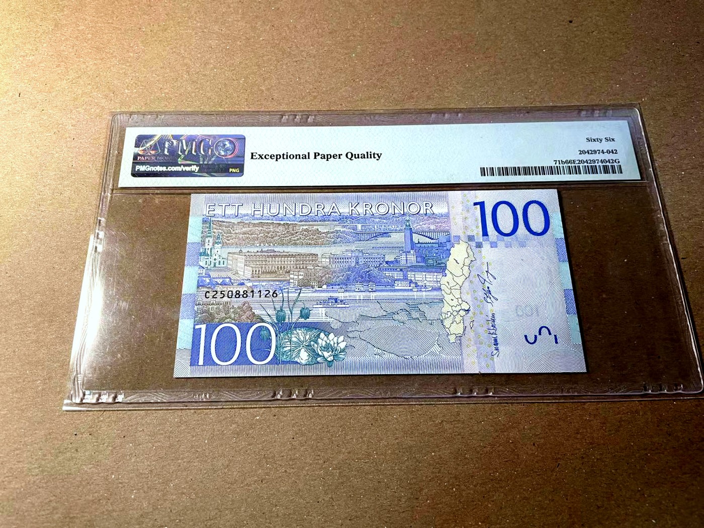 【Blue Auction】✨世界纸币精拍第436期【精】 【无47】瑞典 2016年100克朗 PMG66EPQ 嘉宝