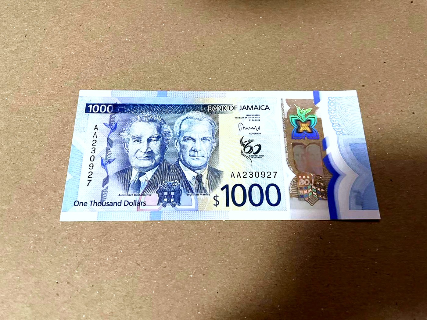 【Blue Auction】✨世界纸币精拍第436期【精】 【AA冠】牙买加 2022年1000元 全新UNC IBNS获奖提名