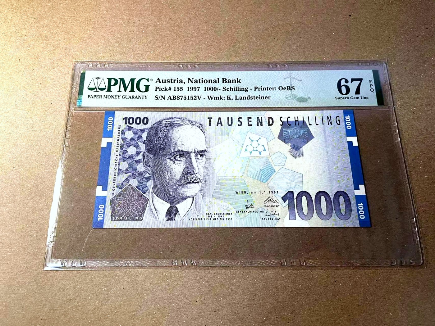 【Blue Auction】✨世界纸币精拍第436期【精】 奥地利 1997年1000先令 PMG67EPQ 