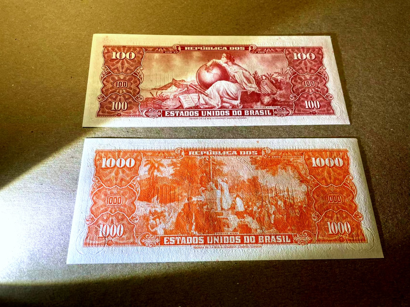 【Blue Auction】✨世界纸币精拍第436期【精】 【一组2张 无加盖版】巴西 100-1000克鲁塞罗 背面大场景 设计精美 全新UNC