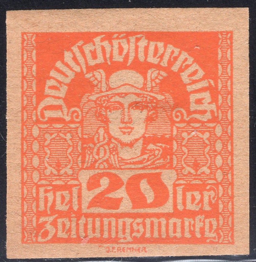 洪涛臻品批发群 精选邮票限时拍卖第五百四十二期   奥地利1920年 无齿新闻纸邮票 百年老票原胶轻贴润亮！