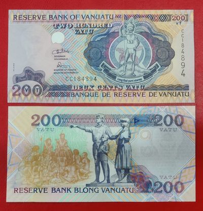 【CC冠】全新UNC 瓦努阿图200瓦图 纸币 ND1995年 大洋洲  - 【CC冠】全新UNC 瓦努阿图200瓦图 纸币 ND1995年 大洋洲 