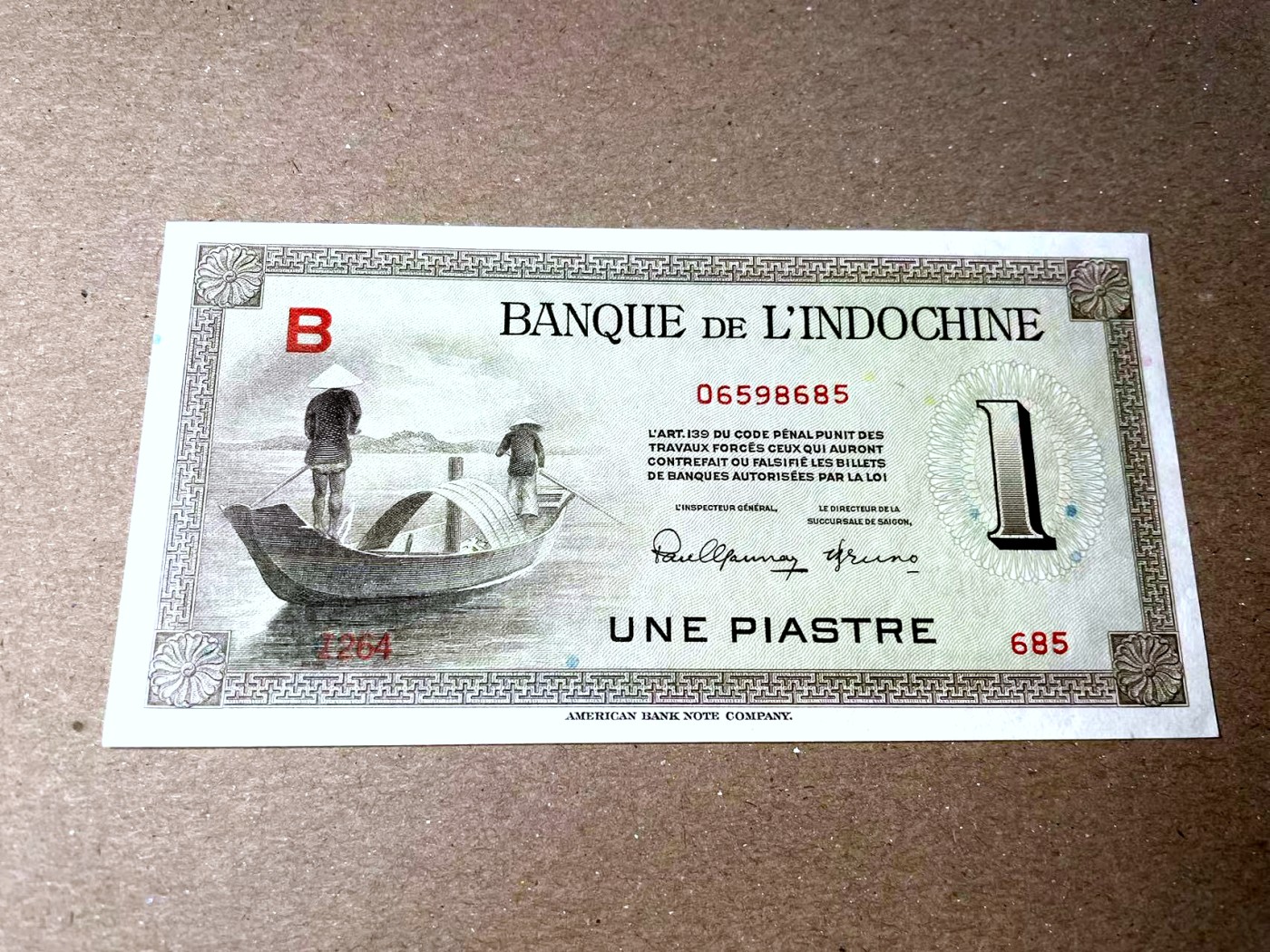 【Blue Auction】✨世界纸币精拍第436期【精】 【无47】法属印支 东方汇理银行 1元 古迹 UNC  