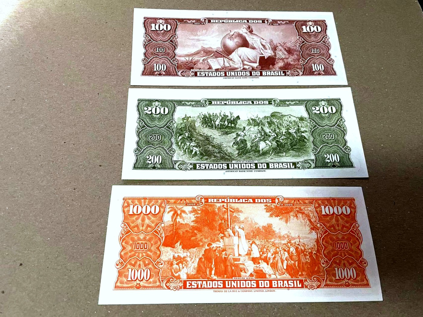【Blue Auction】✨世界纸币精拍第436期【精】 【一组3张 无加盖版】巴西 100-200-1000克鲁塞罗 背面大场景 设计精美 全新UNC