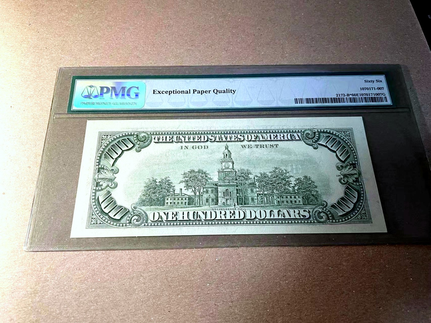 【Blue Auction】✨世界纸币精拍第436期【精】 【老虎号 补号】美国 1988年100美金 PMG66EPQ 