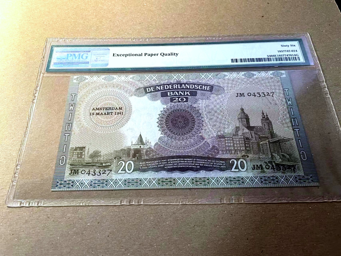 【Blue Auction】✨世界纸币精拍第436期【精】 荷兰 1939-41年20盾 PMG66EPQ 摄政王艾玛 