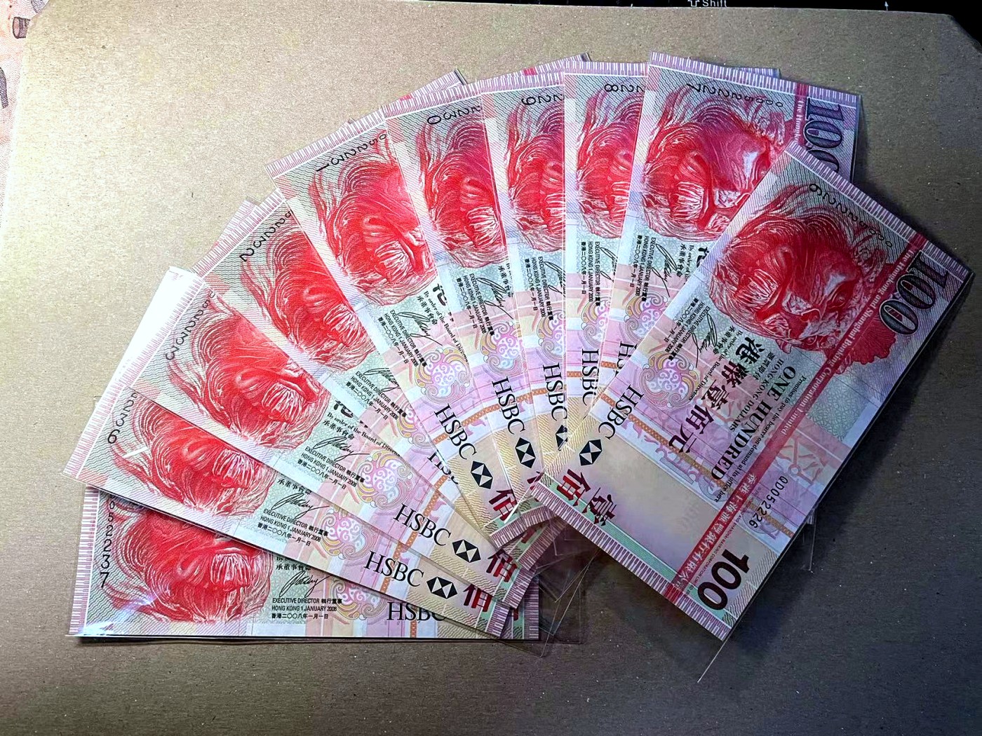 【Blue Auction】✨世界纸币精拍第436期【精】 【一组10张】香港 汇丰 2008年100港币 全新UNC