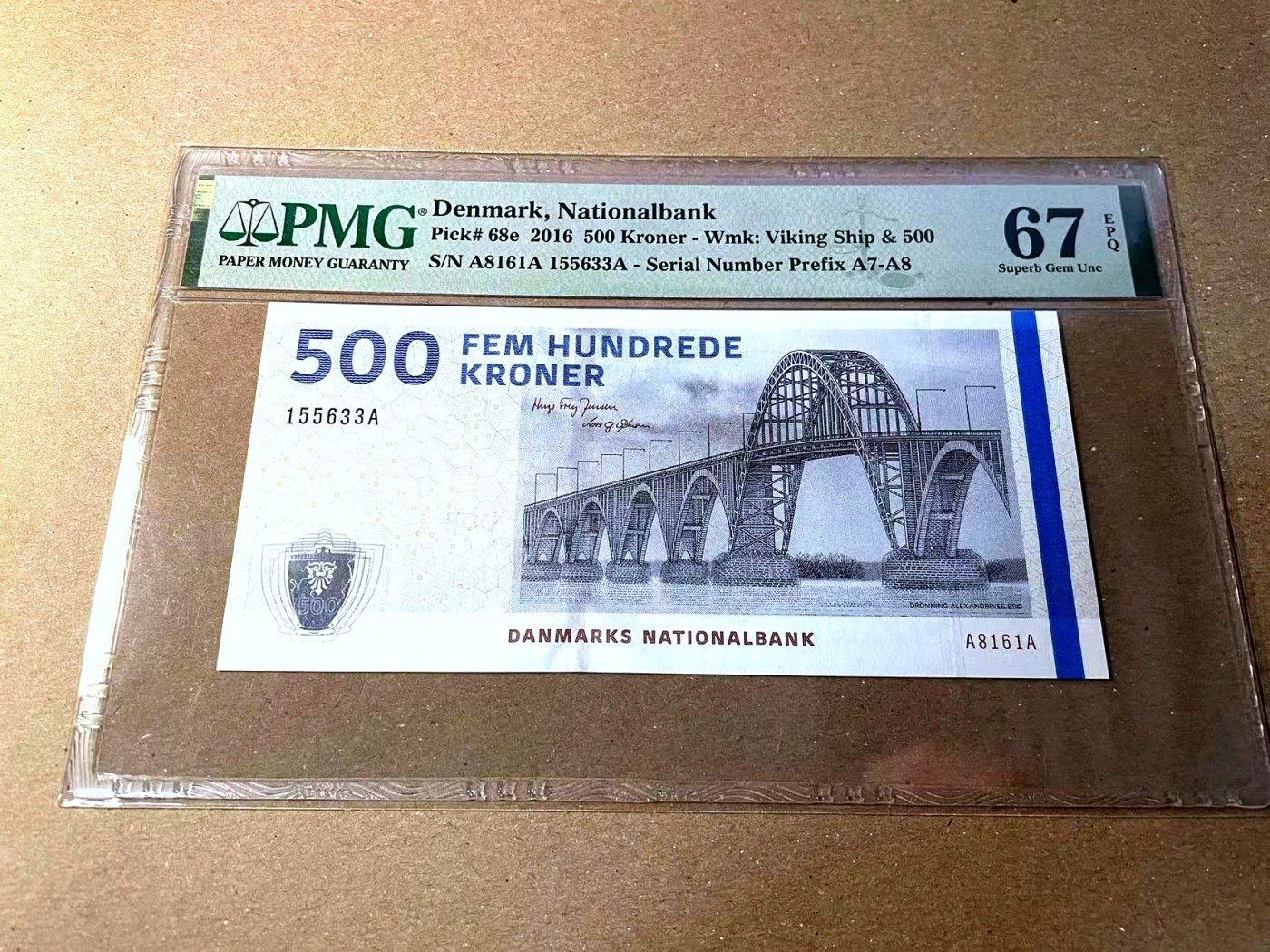 【Blue Auction】✨世界纸币精拍第436期【精】 【无47】丹麦 2016年500克朗 PMG67EPQ 