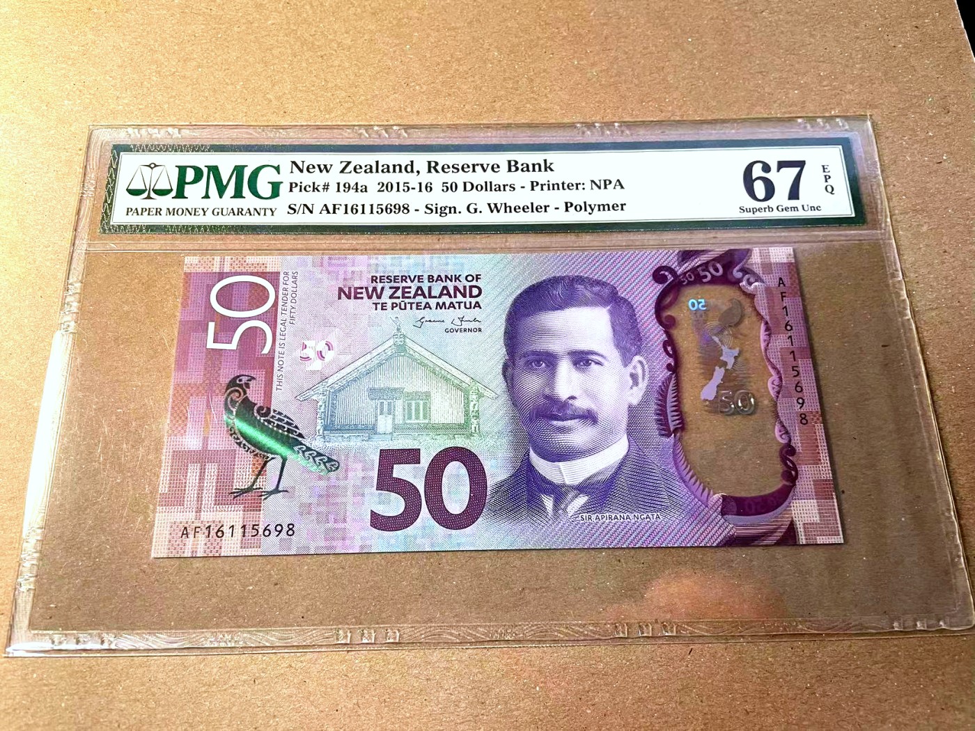 【Blue Auction】✨世界纸币精拍第436期【精】 【无47】新西兰 2015-16年50元 PMG67EPQ 