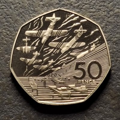 0起1加-纯粹捡漏拍-295散币场 - 【获奖币】英国1994年50便士诺曼底登陆50周年精制纪念币-年度最佳硬币