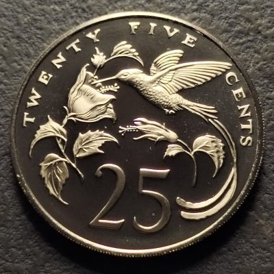 0起1加-纯粹捡漏拍-295散币场 - 【少见】牙买加1978年25分红嘴长尾蜂鸟精制币-量6058