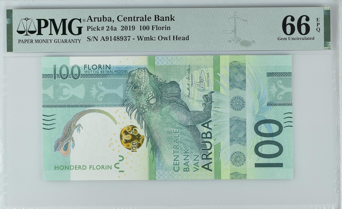 收藏联盟Quantum Auction 第326期拍卖  阿鲁巴2019年100弗洛林 PMG66 首发A冠