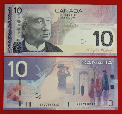 UNC加拿大10元纸币2005年号码随机 - UNC加拿大10元纸币2005年号码随机