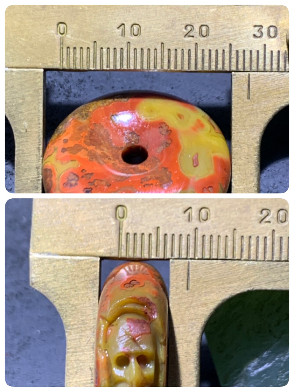 精美亚光高玉化草花纹战国红玛瑙手工俏色巧雕骷髅平安扣一个，