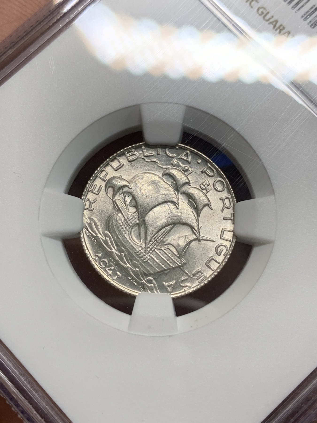 《竞宝斋》第242场-周日，周一 新年开场 (全场包邮) NGC MS66 葡萄牙1947年帆船2.5埃斯库多银币 少见年份