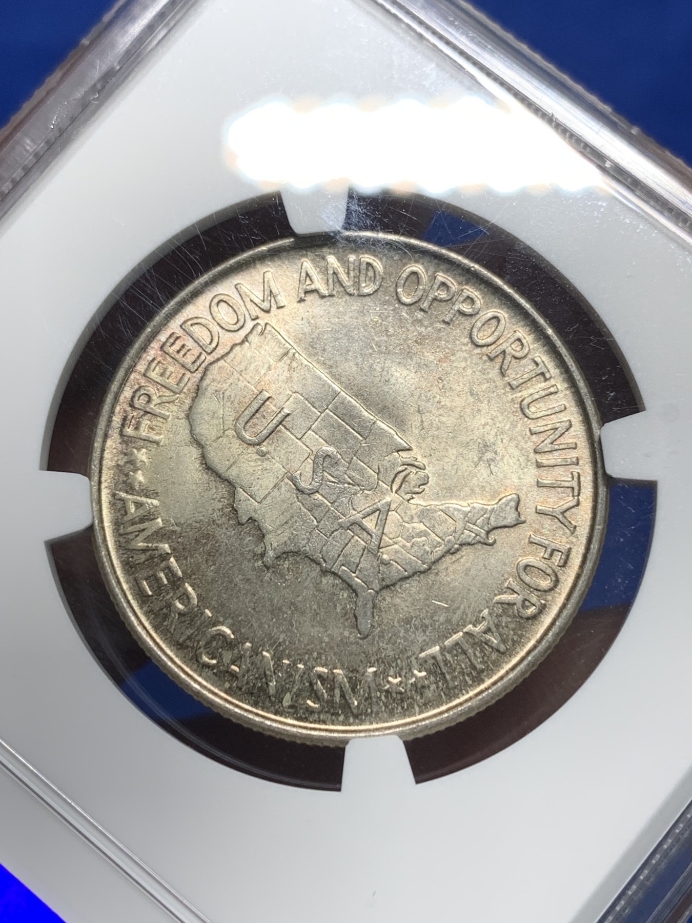 《竞宝斋》第242场-周日，周一 新年开场 (全场包邮) NGC MS64 美国1952年华盛顿卡佛半美元银币