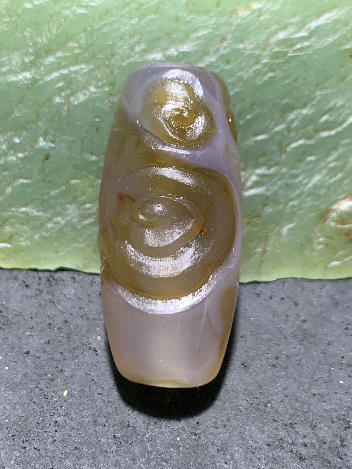精美亚光高玉化冰飘巴西玛瑙手工俏色祥云桶珠一个！