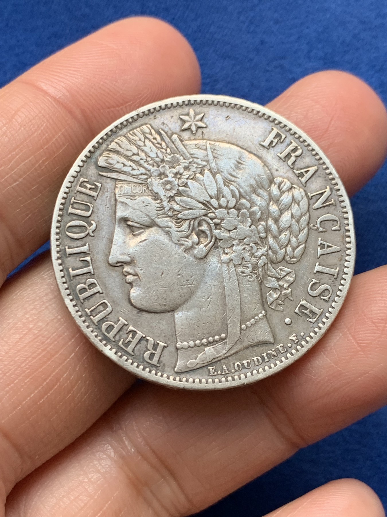 《竞宝斋》第242场-周日，周一 新年开场 (全场包邮) 法国1850年谷物女神5法郎银币