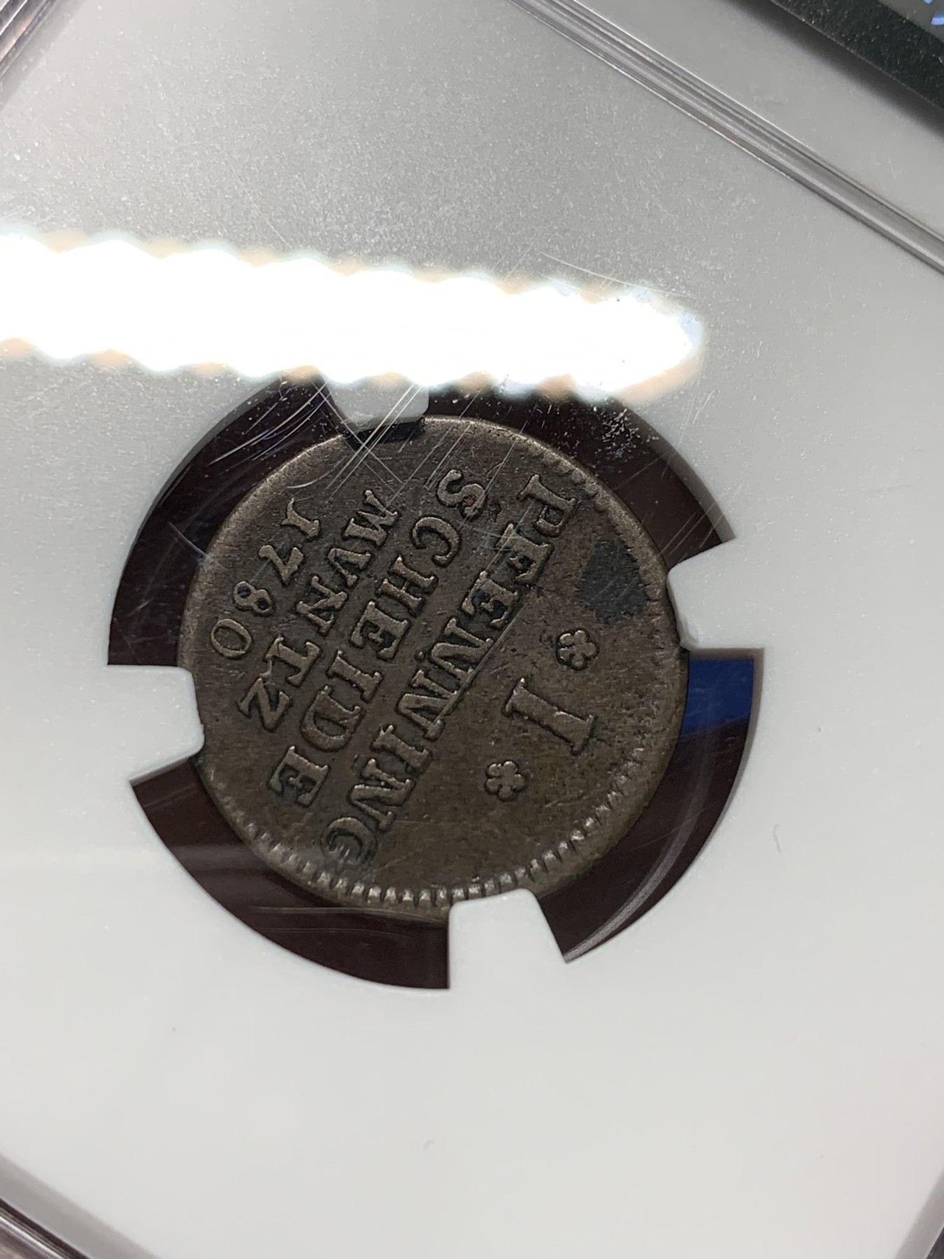 《竞宝斋》第242场-周日，周一 新年开场 (全场包邮) NGC VF30BN 德国1780年布伦瑞克1P小野人铜币 冠军分仅此一枚