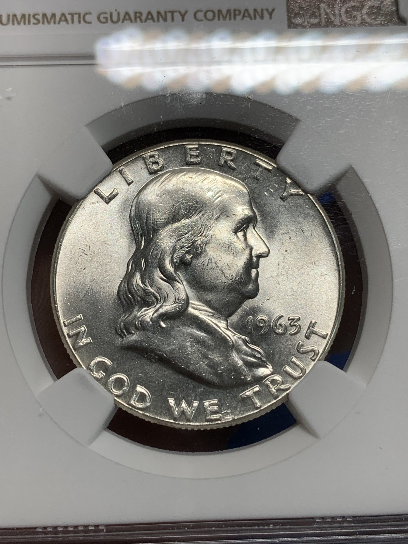 《竞宝斋》第242场-周日，周一 新年开场 (全场包邮) NGC MS63 美国1963年华盛顿大笨钟50分银币 高银版