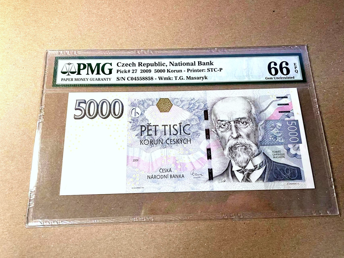 【Blue Auction】✨世界纸币精拍第437期【精】 捷克 2009年5000克朗 背面大场景 PMG66EPQ 