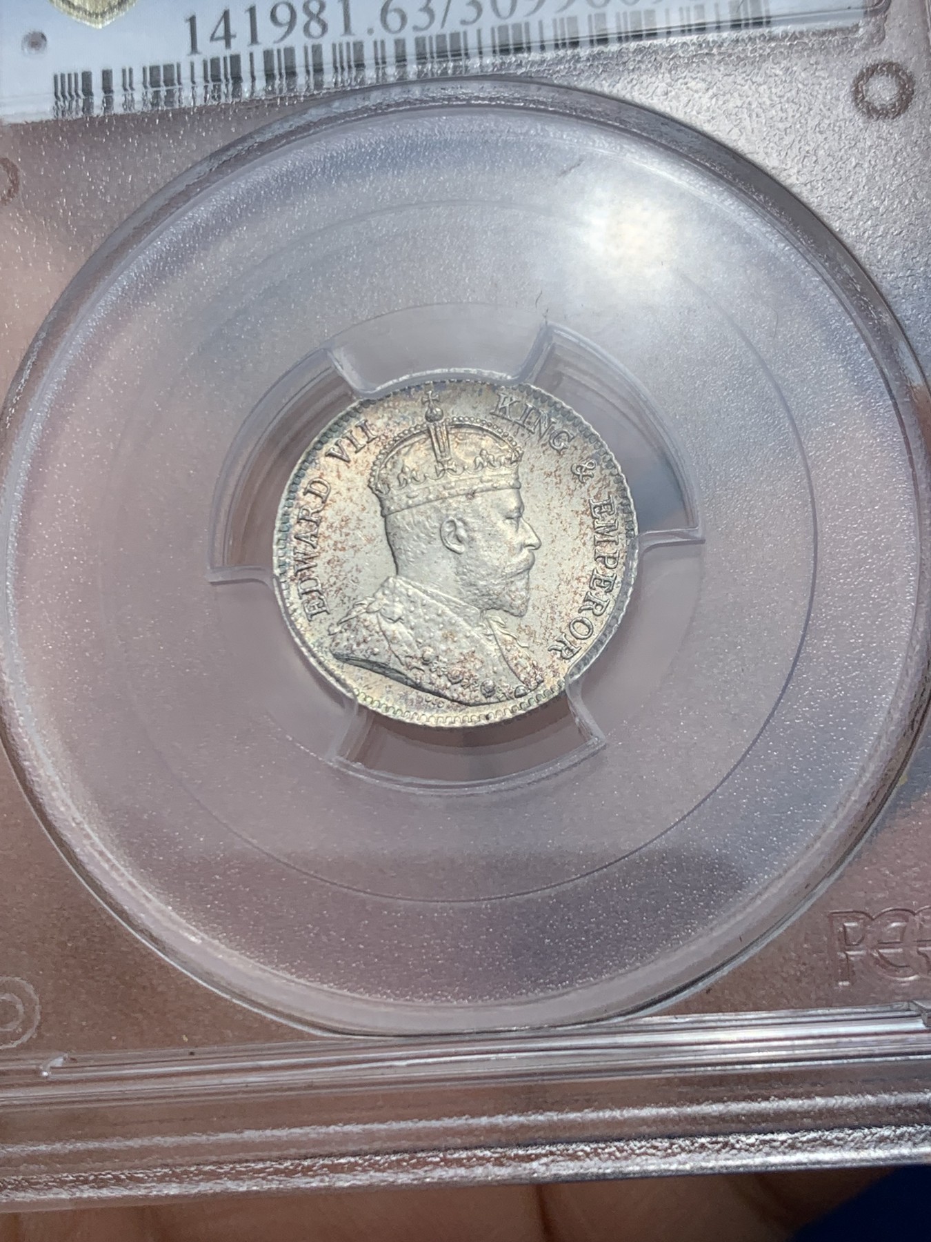 《竞宝斋》第242场-周日，周一 新年开场 (全场包邮) PCGS MS63 英属东非1906年爱德华七世25分银币 少见早期高银品种