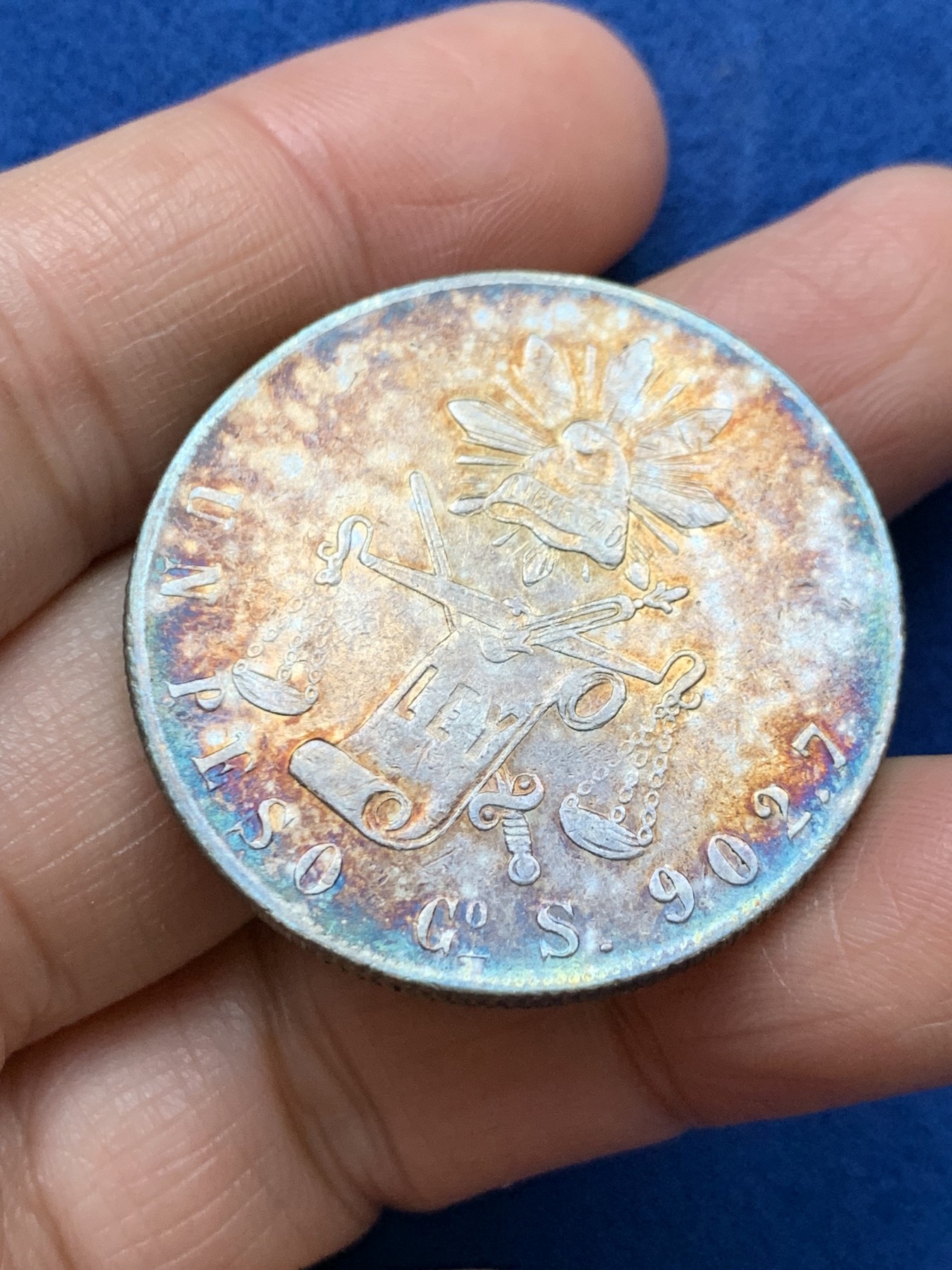 《竞宝斋》第242场-周日，周一 新年开场 (全场包邮) 西属墨西哥1873年天平鹰洋Go S 细节不错五彩包浆