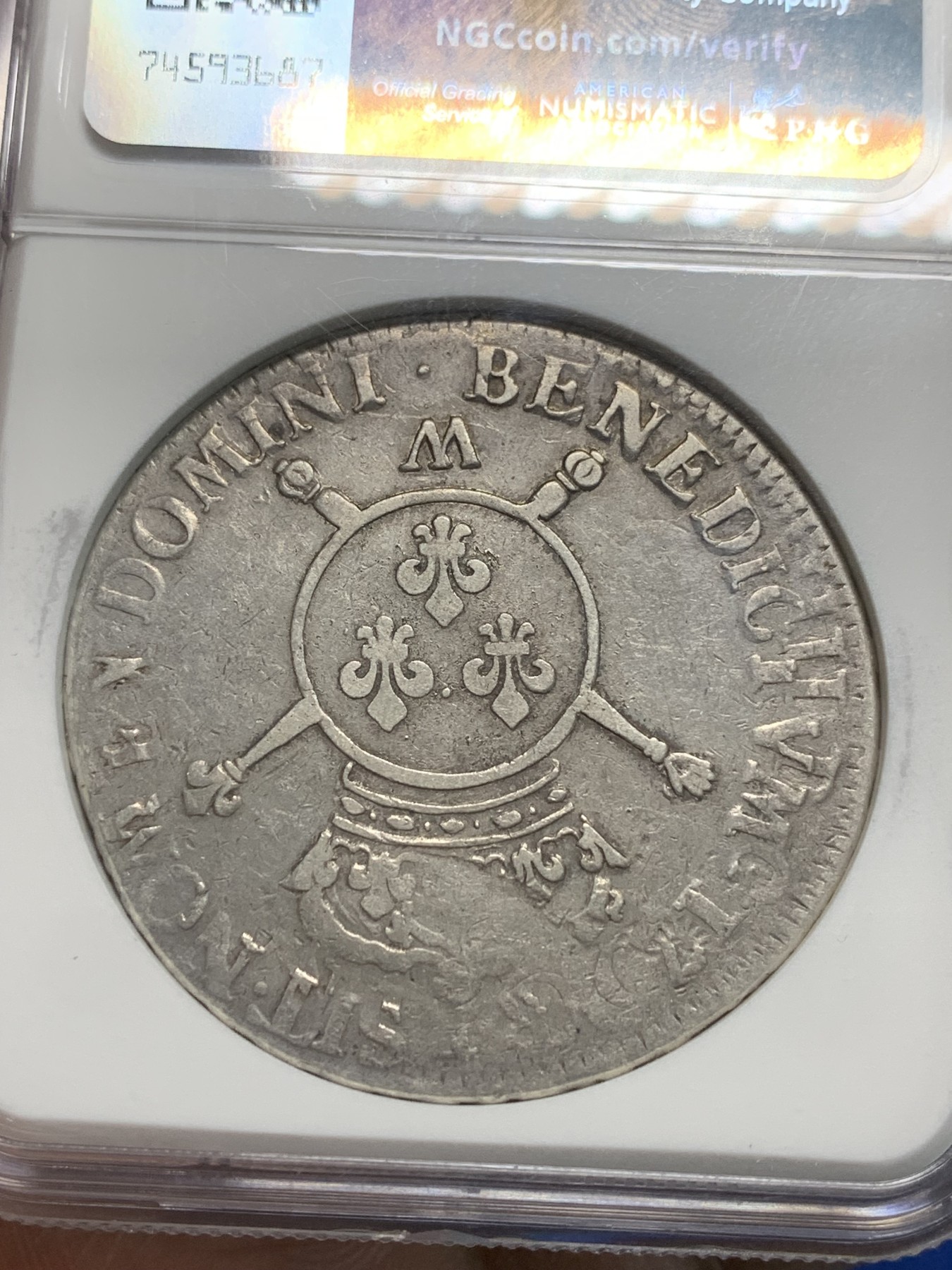 《竞宝斋》第242场-周日，周一 新年开场 (全场包邮) NGC VFD 法国1701太阳王路易十四 1埃居银币 复打明显