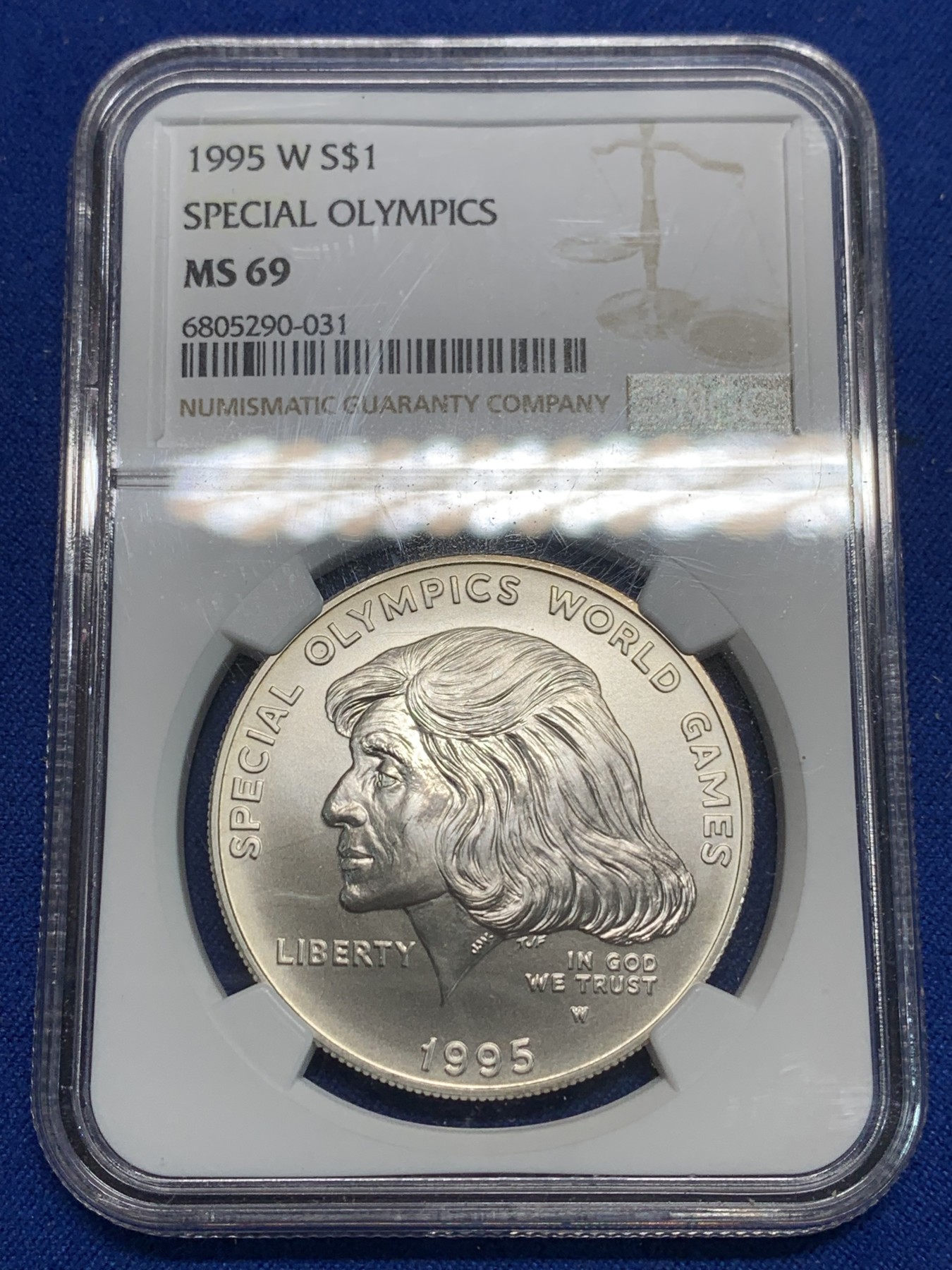 《竞宝斋》第242场-周日，周一 新年开场 (全场包邮) NGC MS69 美国1995年W版特奥会1美元大银币