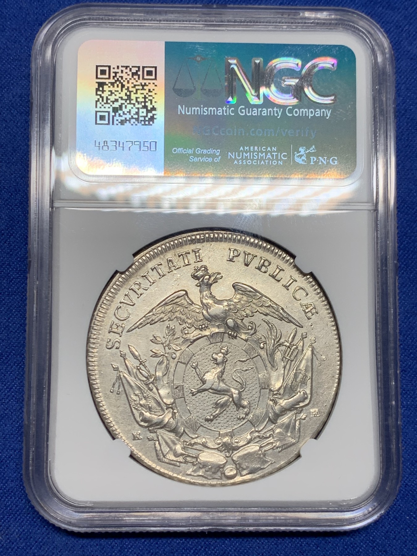 《竞宝斋》第242场-周日，周一 新年开场 (全场包邮) NGC AU 德国 1765 勃兰登堡-安斯巴赫侯爵领地  亚历山大 泰勒大银币 稀见品种