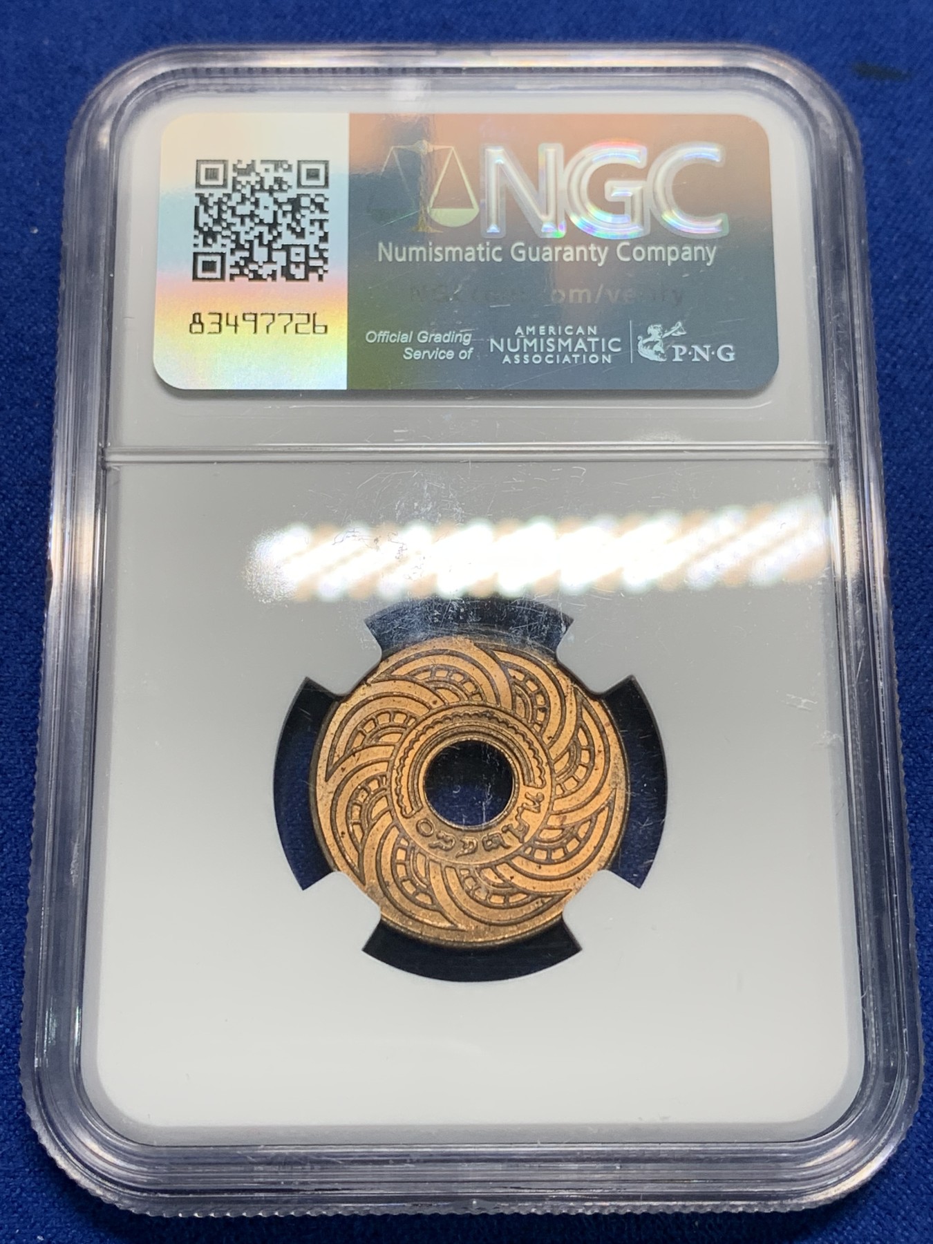 《竞宝斋》第242场-周日，周一 新年开场 (全场包邮) NGC MS64RB 泰国1941年1萨当铜币