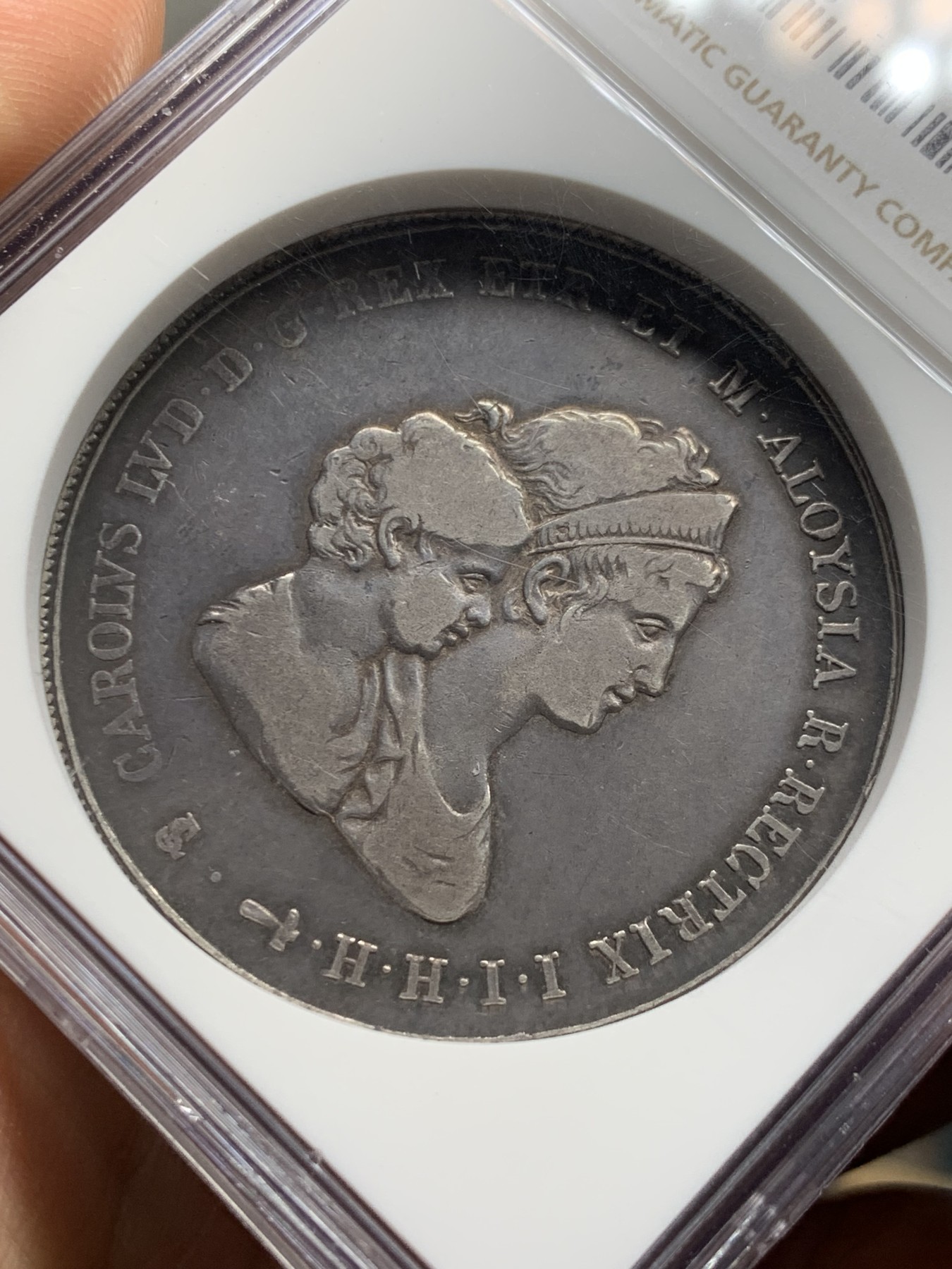 《竞宝斋》第242场-周日，周一 新年开场 (全场包邮) NGC-VF30 1807年意大利邦国托斯卡纳10里拉 母子头像大银币 NGC盒子加厚