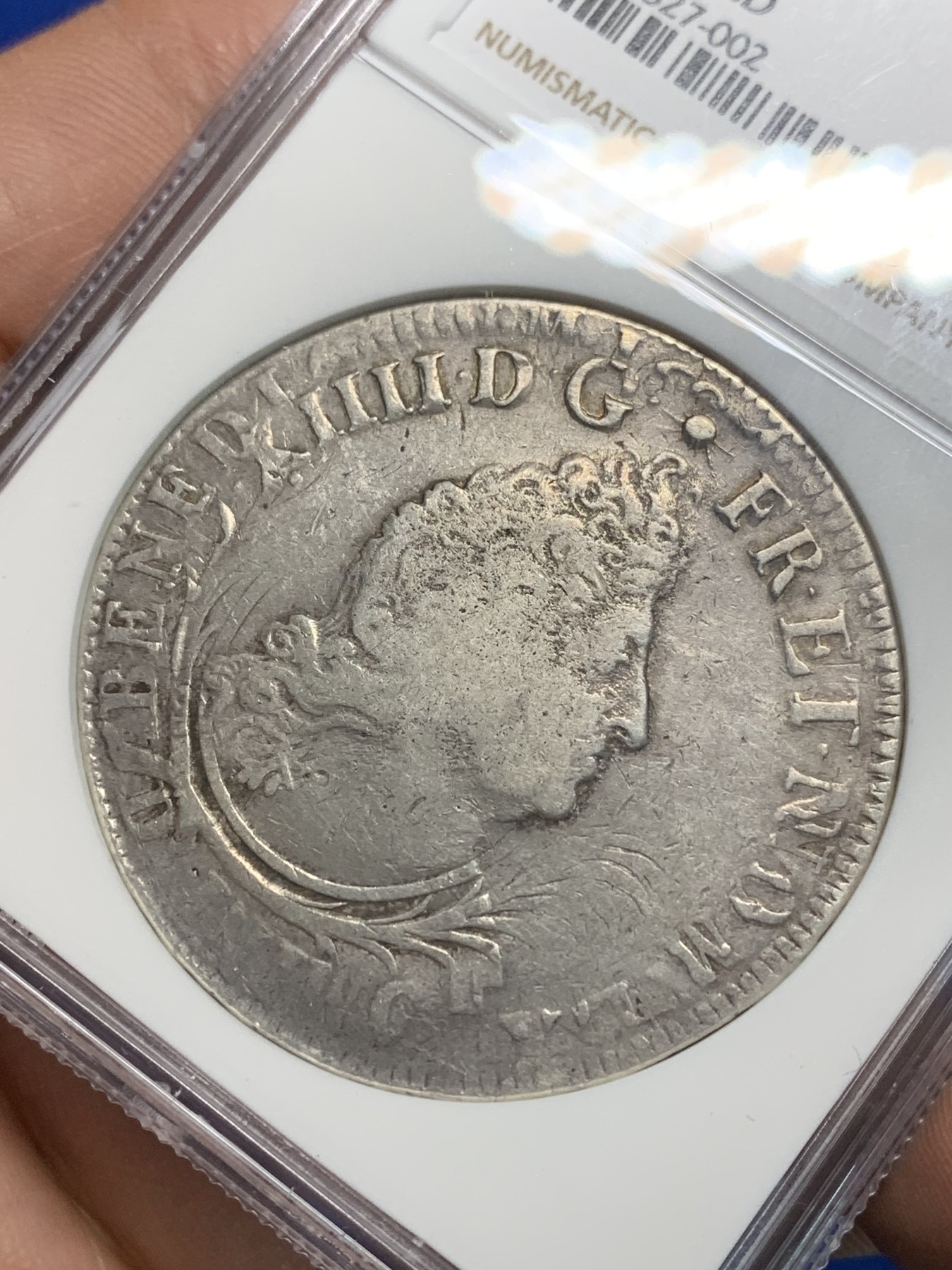 《竞宝斋》第242场-周日，周一 新年开场 (全场包邮) NGC VFD 法国1701太阳王路易十四 1埃居银币 复打明显