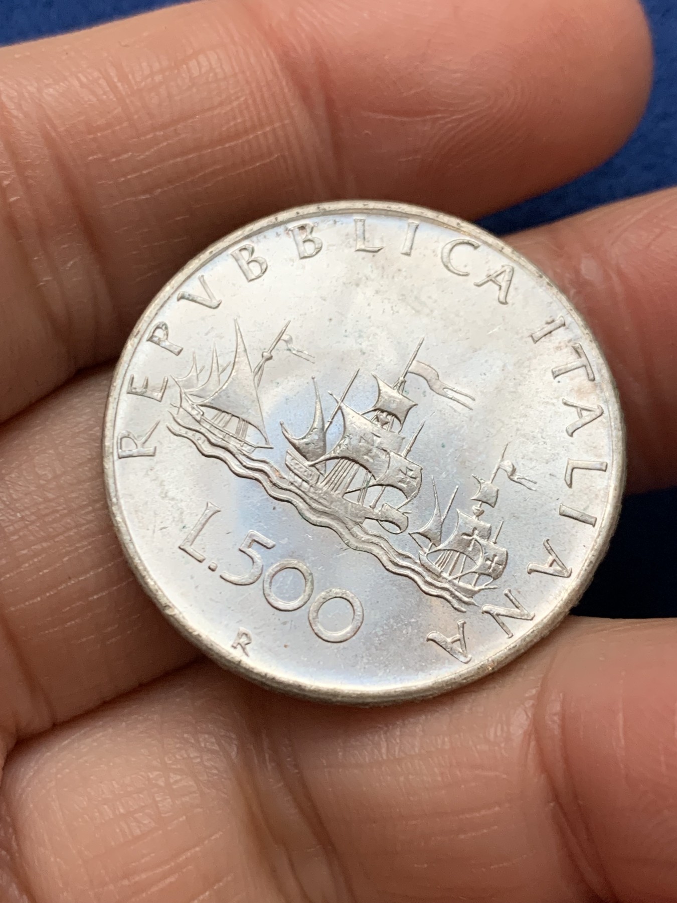 《竞宝斋》第242场-周日，周一 新年开场 (全场包邮) 意大利1966年帆船少女500里拉银币 MS状态