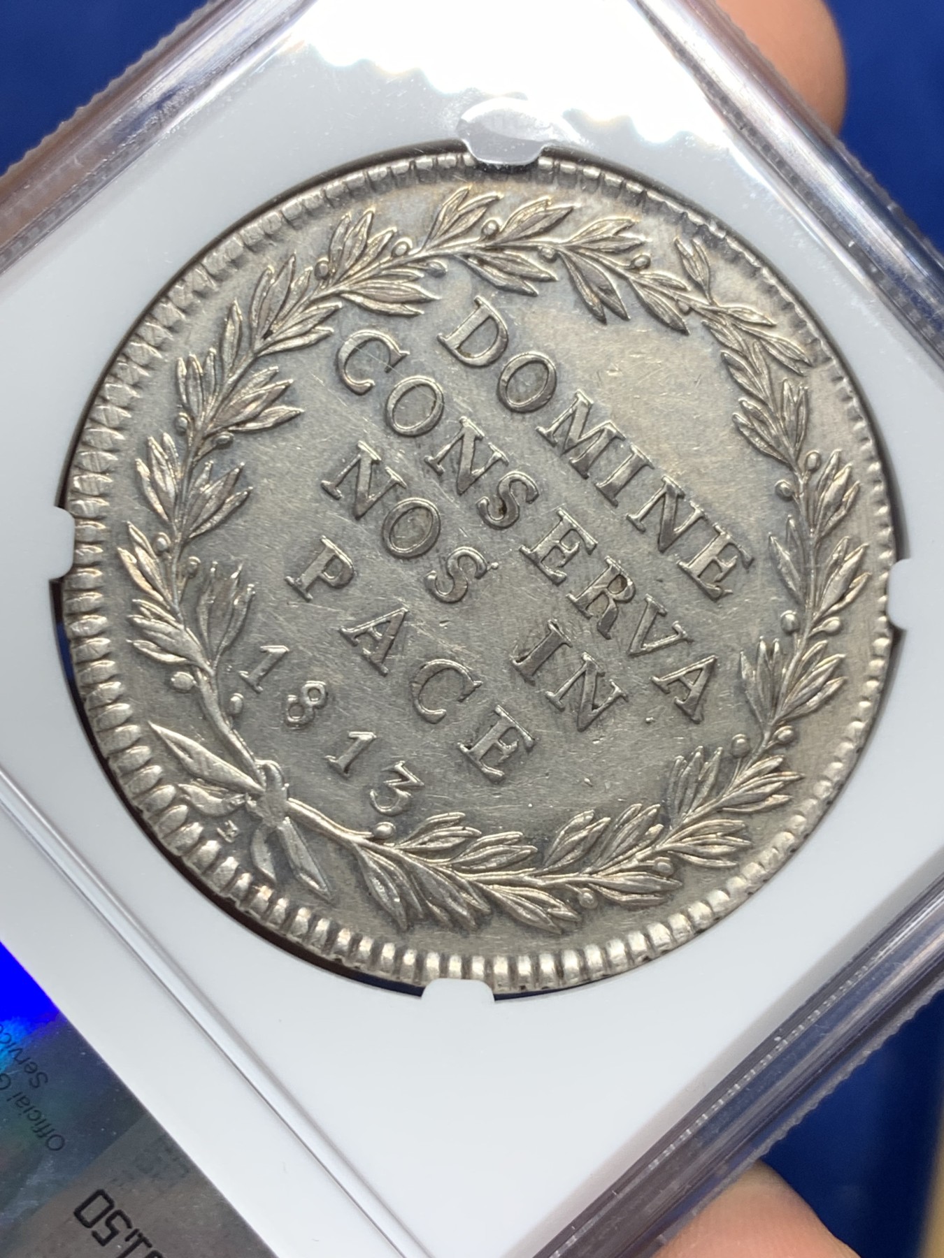 《竞宝斋》第242场-周日，周一 新年开场 (全场包邮) NGC AU58 瑞士 1813年 苏黎世 40巴增 大银币 深打细节好