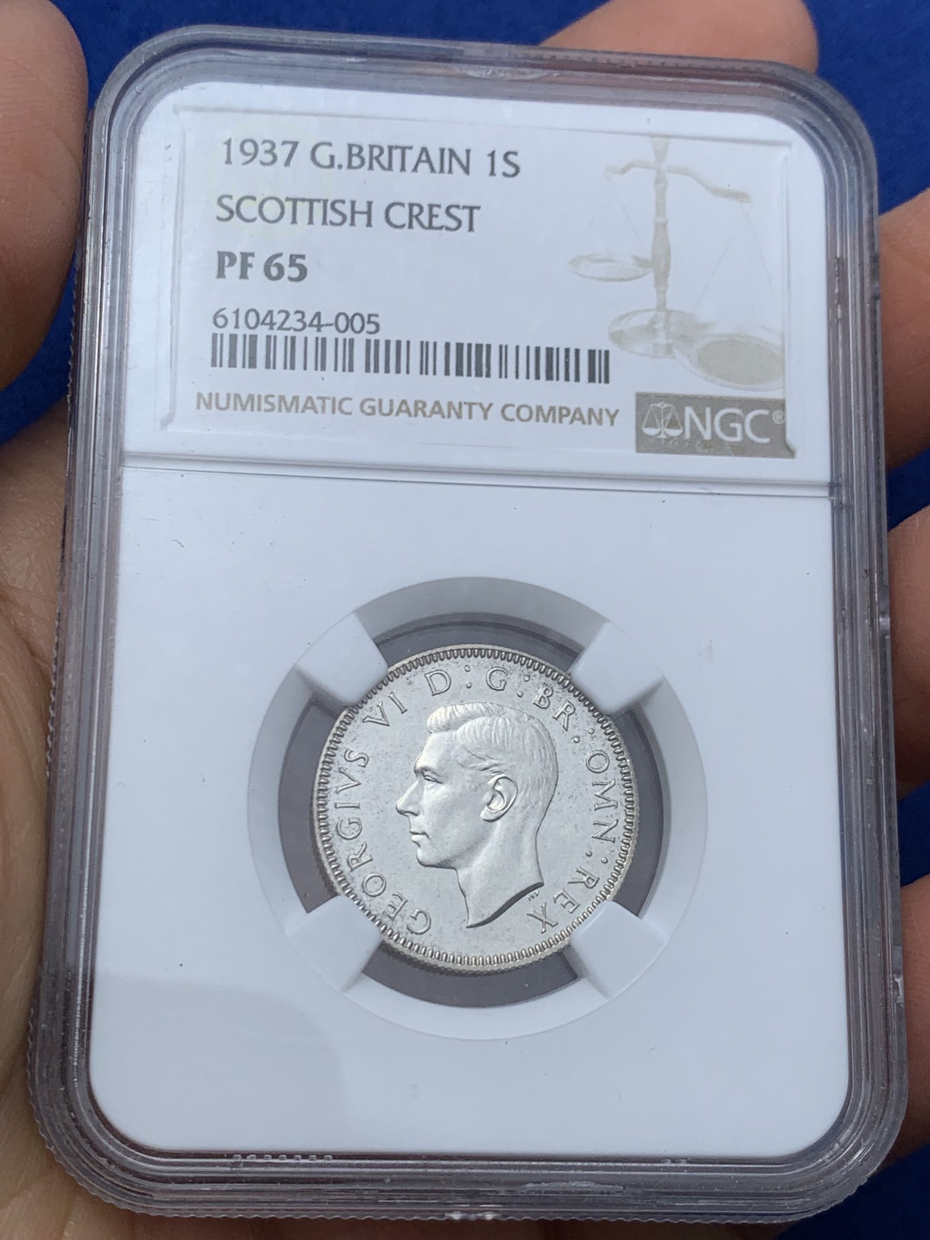 《竞宝斋》第242场-周日，周一 新年开场 (全场包邮) NGC PF65 英国1937年乔治六世精制1先令银币