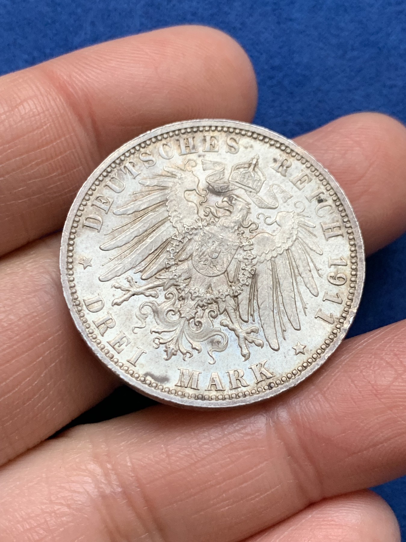 《竞宝斋》第242场-周日，周一 新年开场 (全场包邮) 3枚一组 德国巴伐利亚1911年利奥波德银币 2马克+3马克+5马克 原味带底光无磕