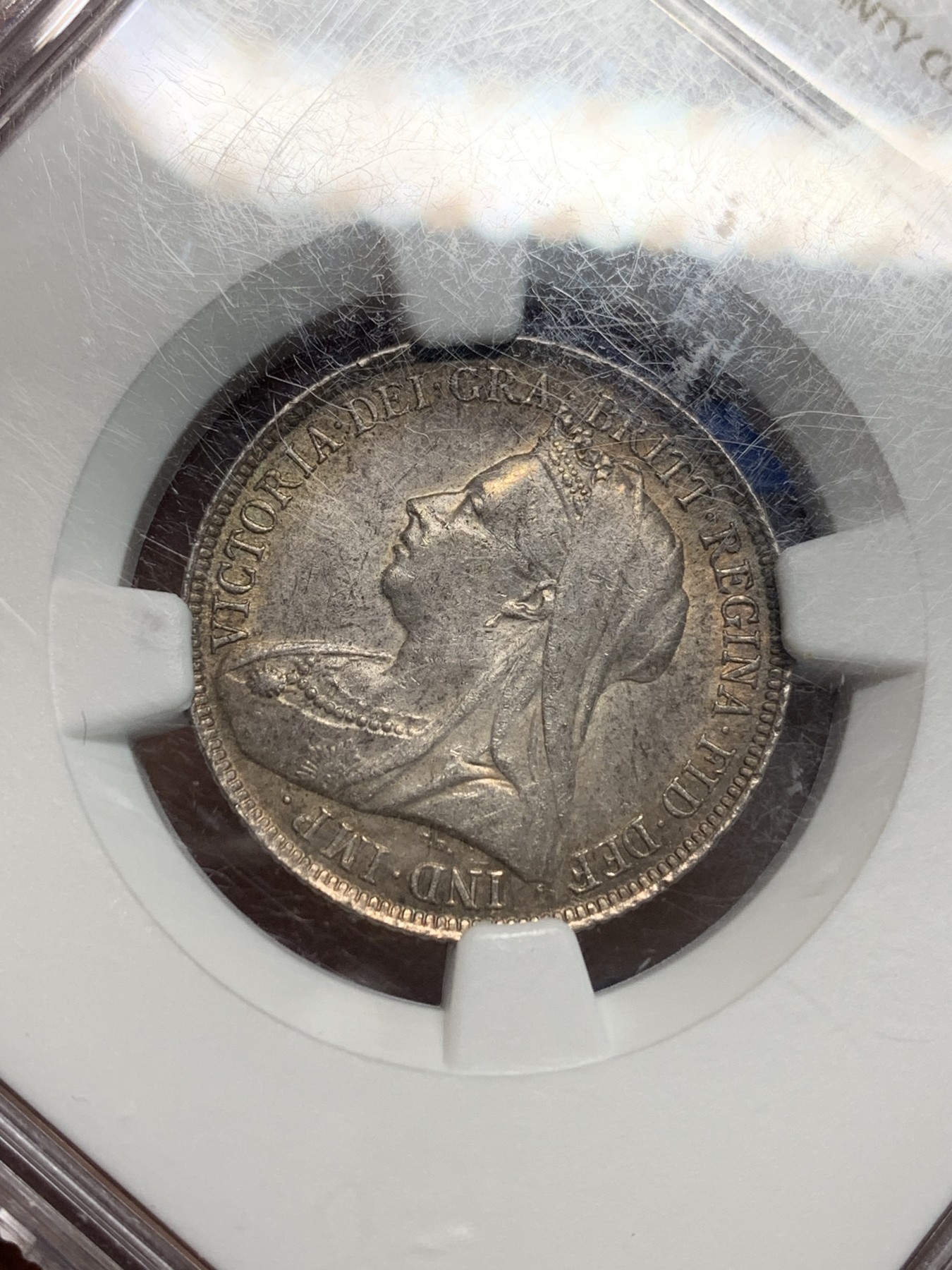 《竞宝斋》第242场-周日，周一 新年开场 (全场包邮) NGC-MS62 英国1898年维多利亚披纱1先令银币 原味包浆 漂亮