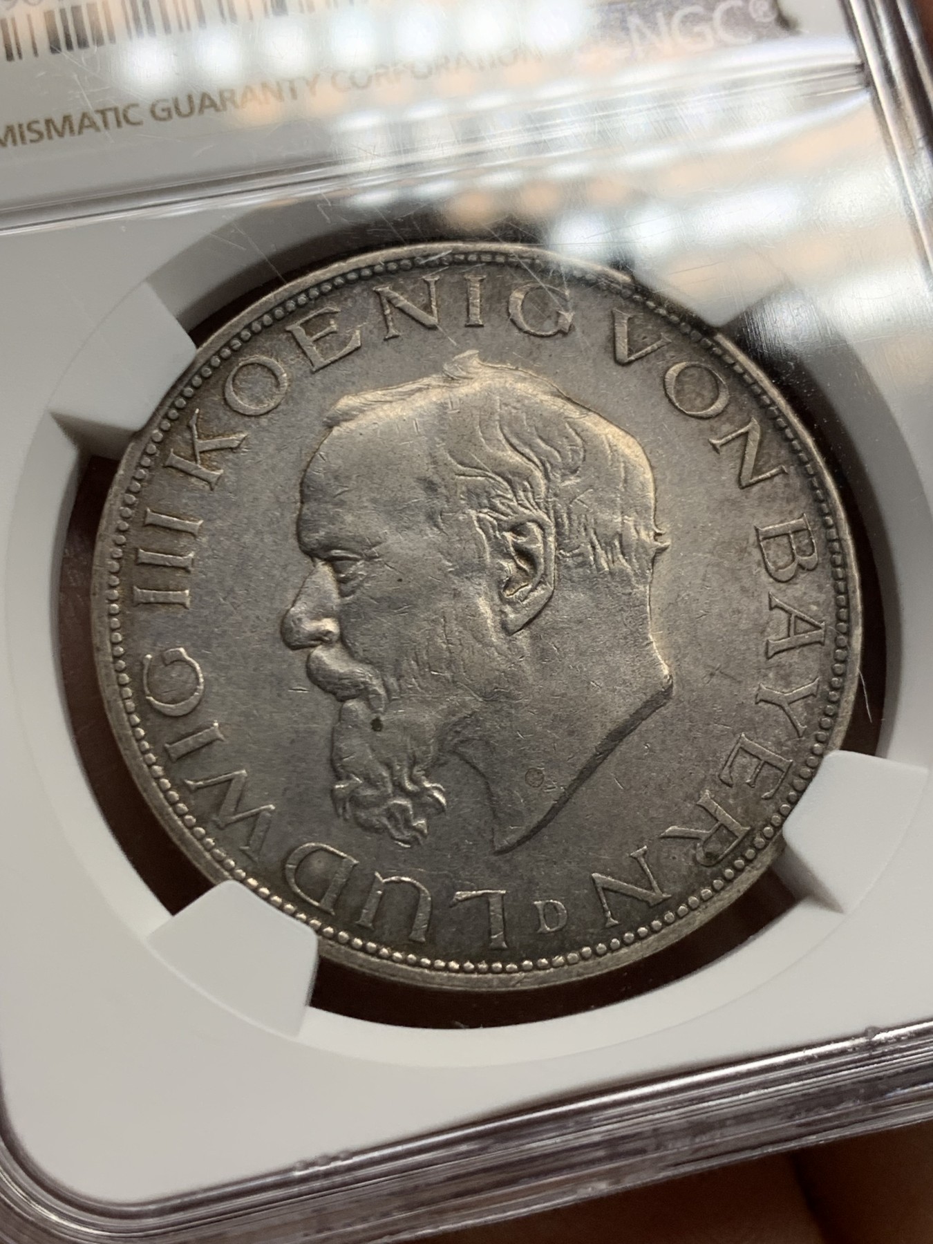 《竞宝斋》第242场-周日，周一 新年开场 (全场包邮) NGC-AU58 德国1914年巴伐利亚路德维希三世5马克银币