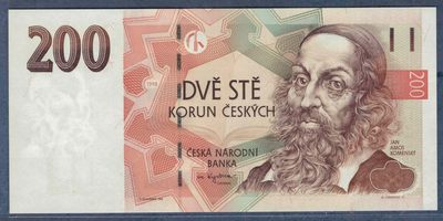 捷克1998年200克朗 欧洲纸币 实物图 UNC - 捷克1998年200克朗 欧洲纸币 实物图 UNC