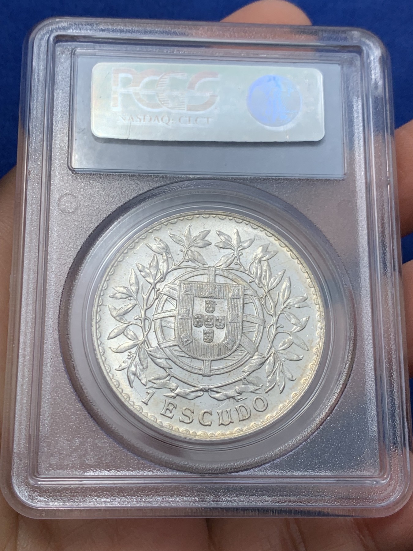 《竞宝斋》第242场-周日，周一 新年开场 (全场包邮) PCGS MS62 原光葡萄牙1916年女神1埃斯库多银币 PCGS早期白盒 状态很好