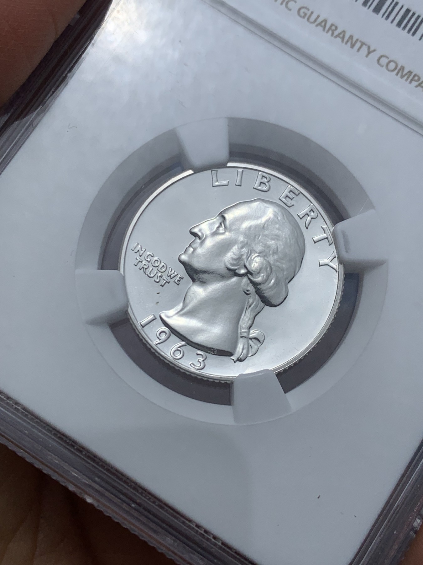 《竞宝斋》第242场-周日，周一 新年开场 (全场包邮) NGC PF67 美国1963年华盛顿25分银币 少见精制版本 67分高分