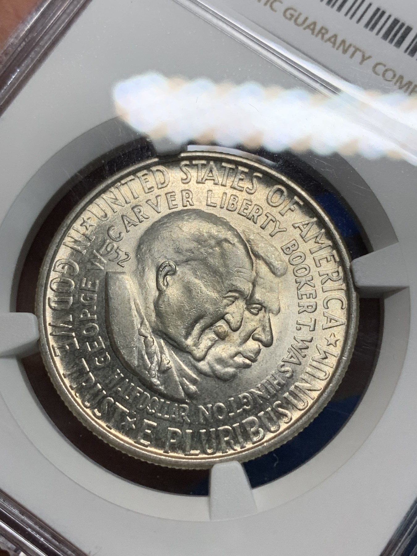 《竞宝斋》第242场-周日，周一 新年开场 (全场包邮) NGC MS64 美国1952年华盛顿卡佛半美元银币