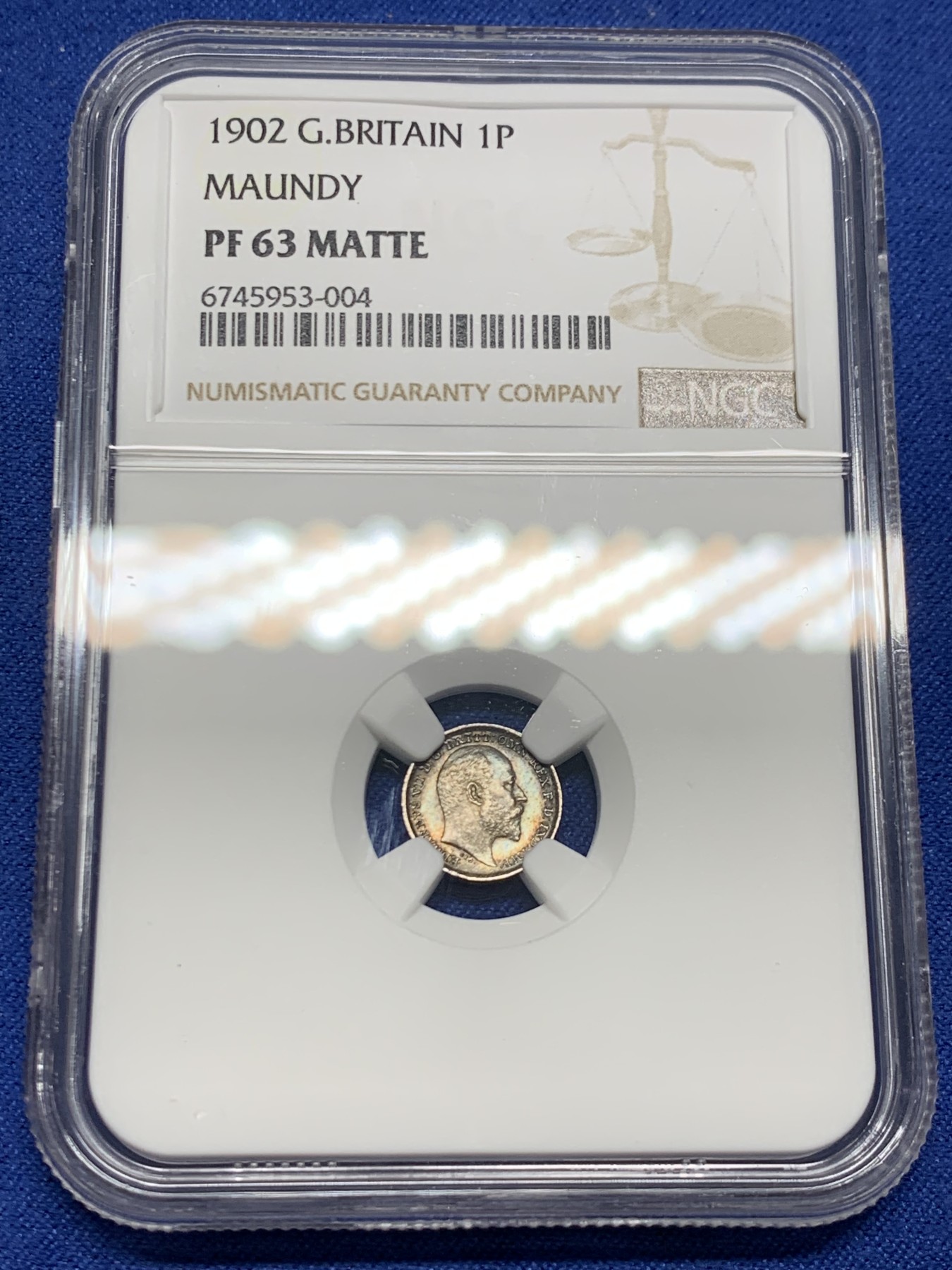 《竞宝斋》第242场-周日，周一 新年开场 (全场包邮) NGC-PF63 MATTE 英国 1902年 爱德华七世磨砂精制1便士银币 有名的洗脚币品种 单个出现比较难得