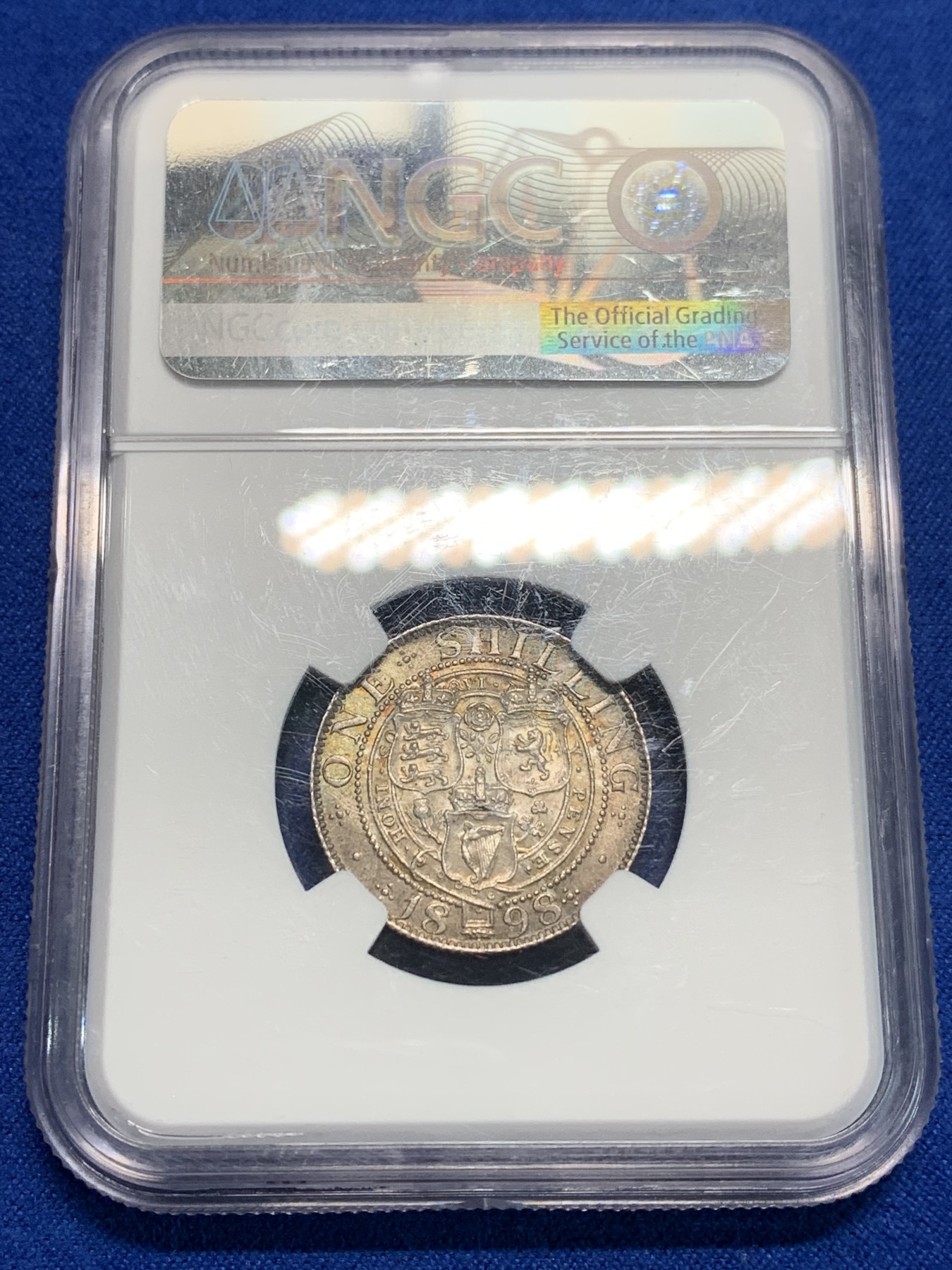 《竞宝斋》第242场-周日，周一 新年开场 (全场包邮) NGC-MS62 英国1898年维多利亚披纱1先令银币 原味包浆 漂亮