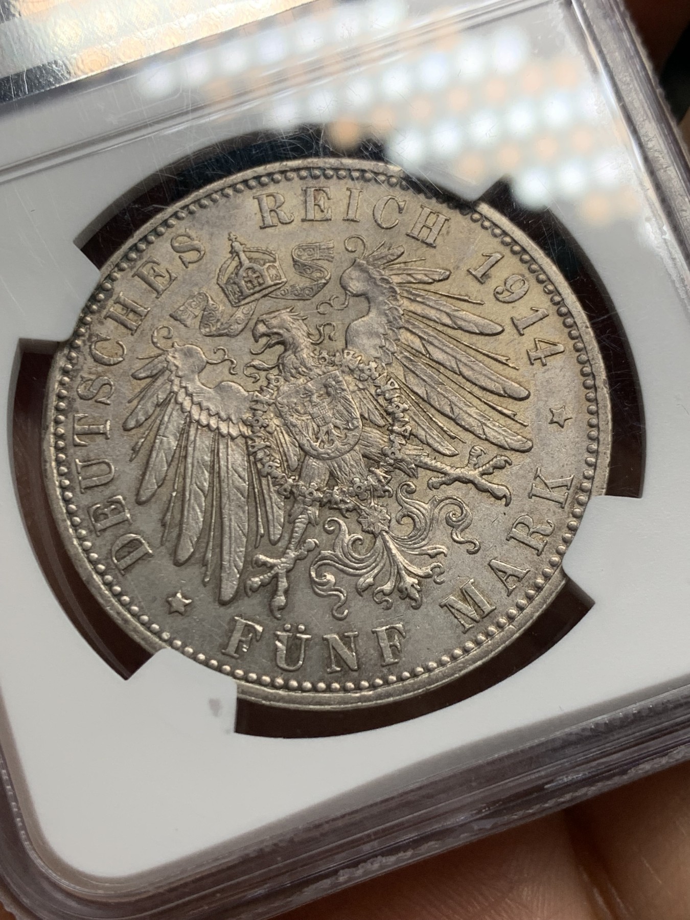 《竞宝斋》第242场-周日，周一 新年开场 (全场包邮) NGC-AU58 德国1914年巴伐利亚路德维希三世5马克银币